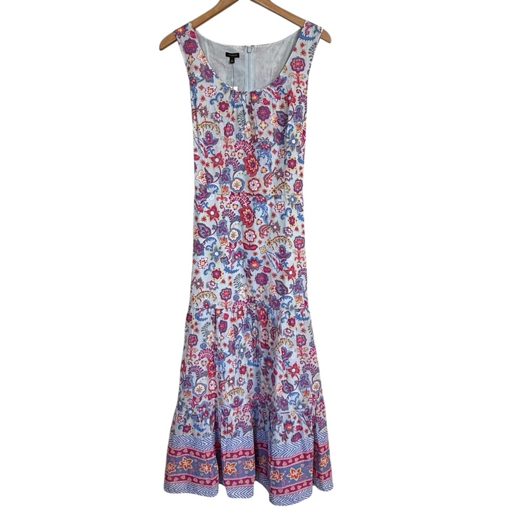NWT Talbots Charming Floral Belted Voile Mazi Dress size 12 cotton, lined - Picture 3 of 15